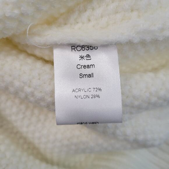 Cream Mock Neck Knit Sweater Small Pullover Long Sleeve Casual - Picture 3 of 7